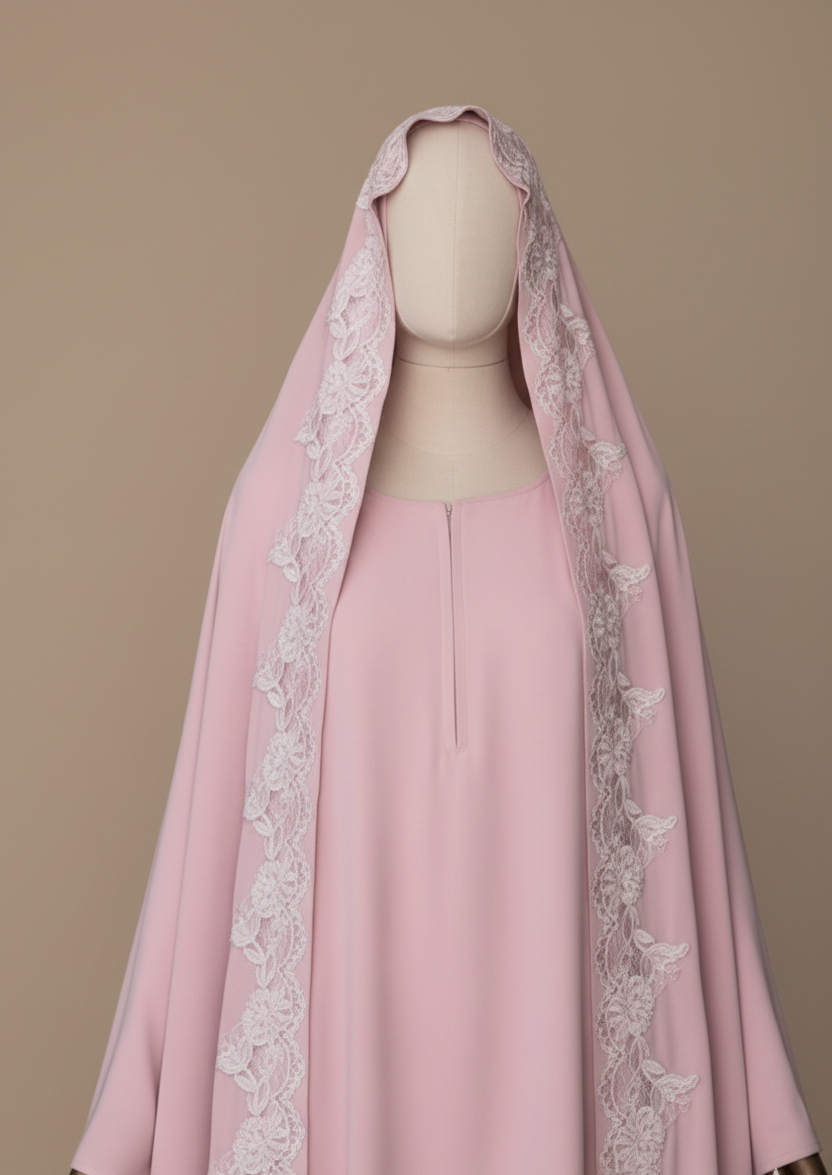 Noor Bridal Nikah Abaya - Luxury Lace Embroidery Wedding Abaya with Matching Veil.
