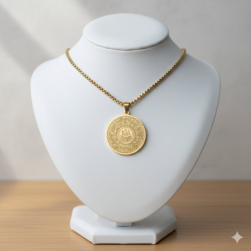 Islamic - 18K Gold Plated Ayatul Kursi Necklace.