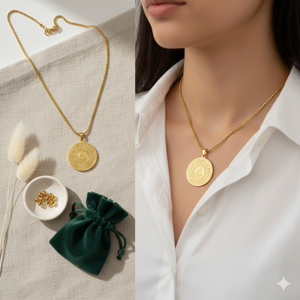 Islamic - 18K Gold Plated Ayatul Kursi Necklace.