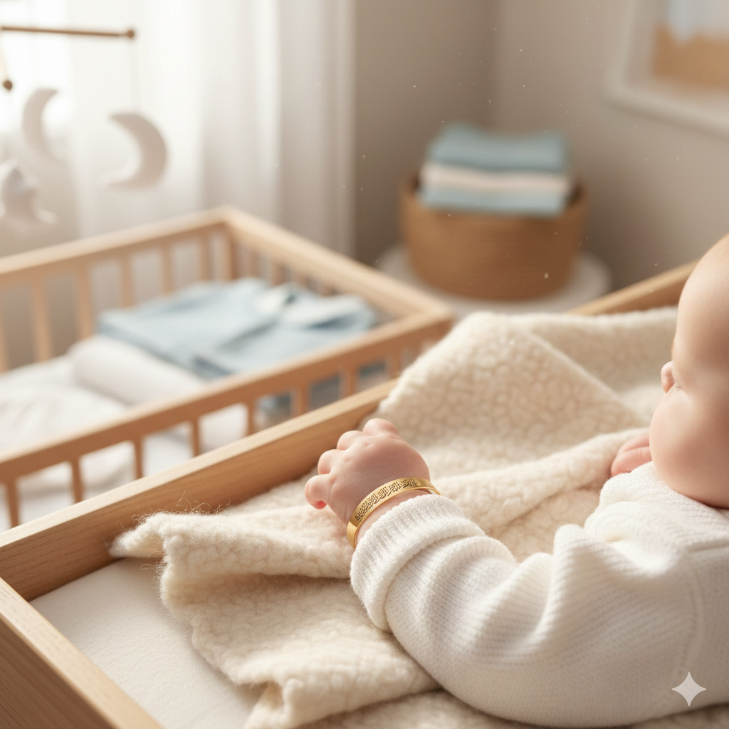 Islamic - 18K Gold Plated Ayatul Kursi Cuff - Baby Bracelet