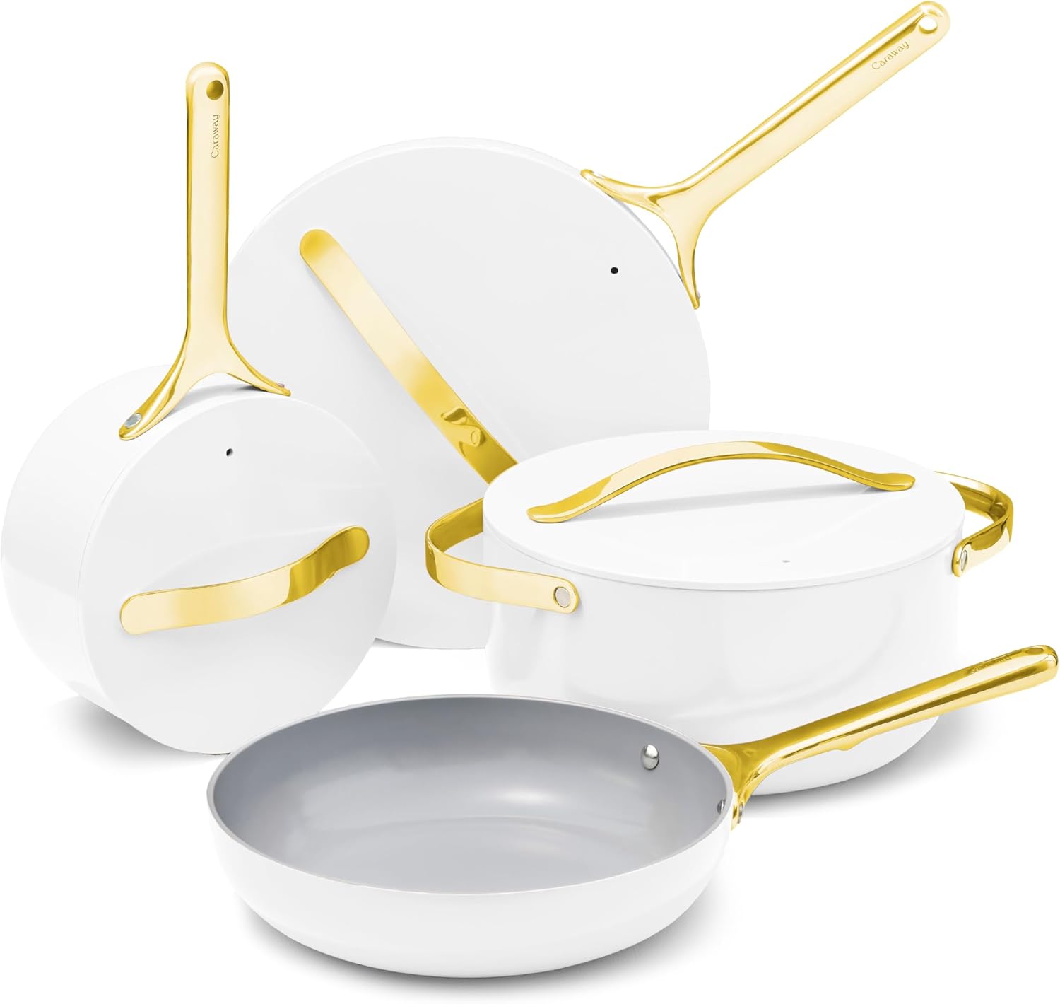 Caraway Nonstick Ceramic Cookware Set (12 Piece) Pots, Pans, Lids and Kitchen Storage