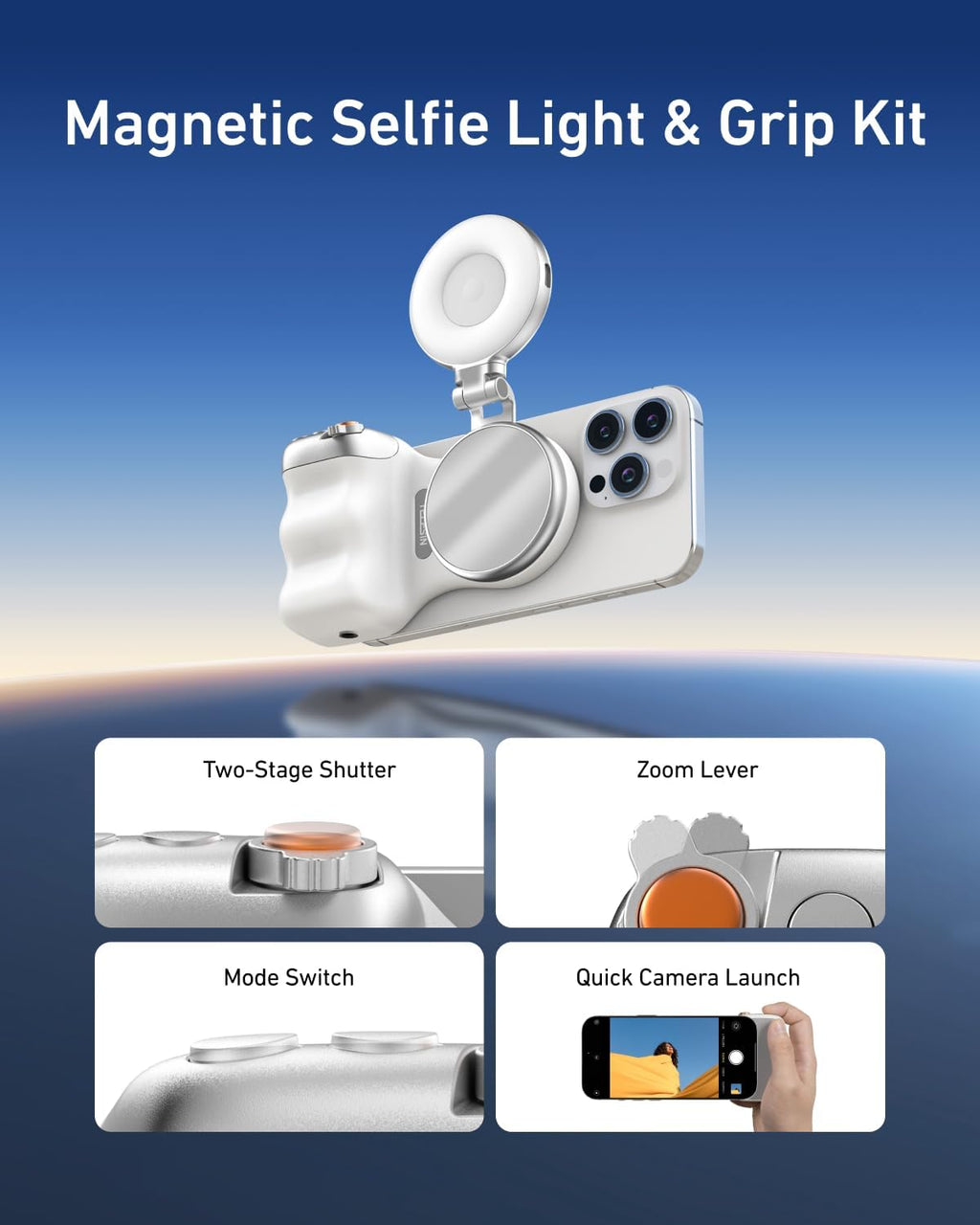 Telesin Fun Shot Magnetic Phone Camera Grip and Selfie Light Kit