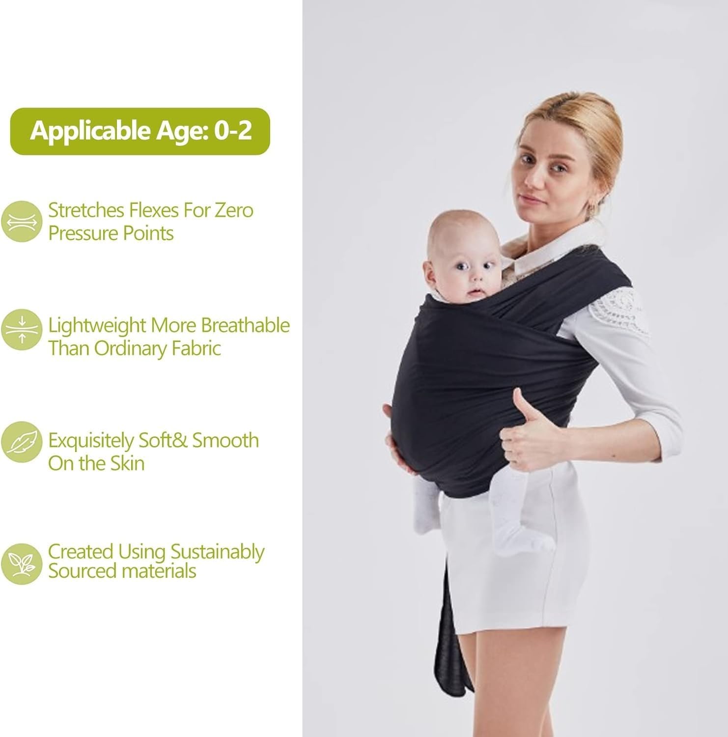 Baby Wrap Carrier - All in 1 Original Breathable Baby Sling