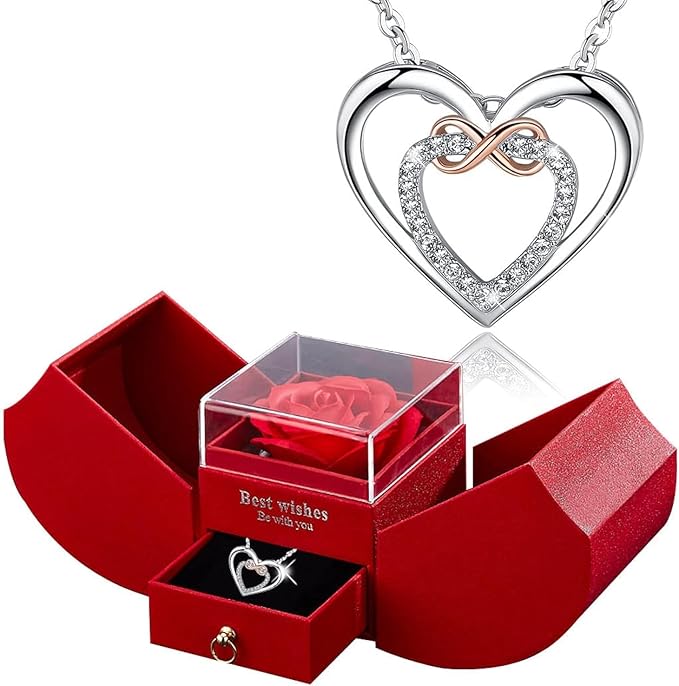 بوكس الهدية لجميع المناسبات -Luxury Eternal Rose Gift Box with Elegant Jewelry Storage Drawer.