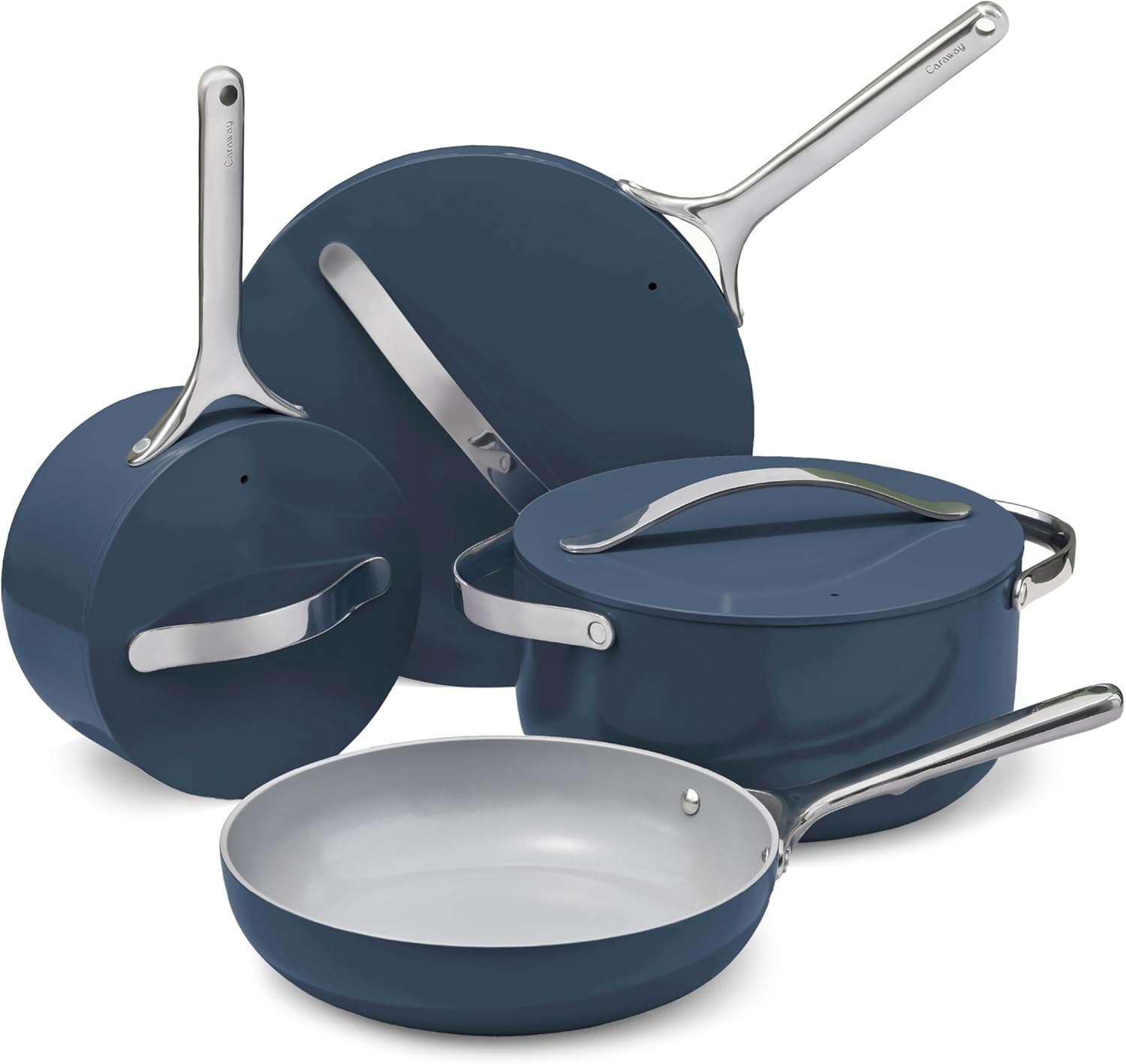 Caraway Nonstick Ceramic Cookware Set (12 Piece) Pots, Pans, Lids and Kitchen Storage