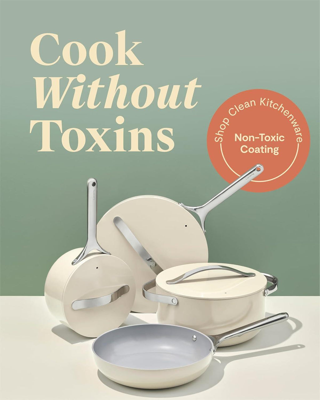 Caraway Nonstick Ceramic Cookware Set (12 Piece) Pots, Pans, Lids and Kitchen Storage.