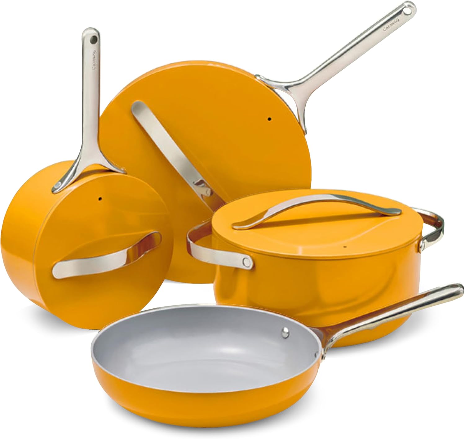 Caraway Nonstick Ceramic Cookware Set (12 Piece) Pots, Pans, Lids and Kitchen Storage
