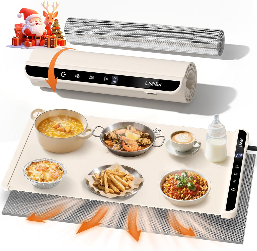 Electric Silicone Food Warming Mat with Adjustable Temperature and Timer
