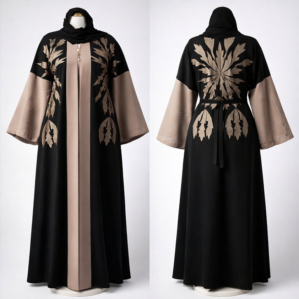 عباية ندى فاخرة مطرزة - مجموعة السهرة الأنيقة - Luxury Embroidered Nidha Abaya - Elegant Evening Collection.