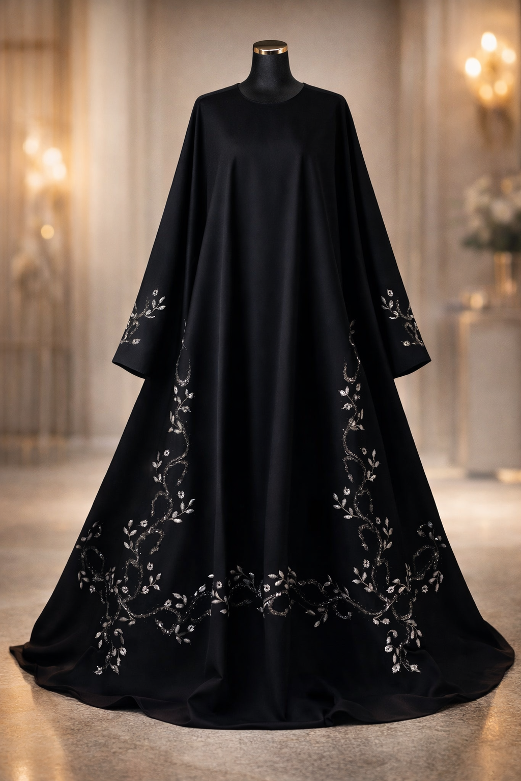 عباية ندى فاخرة مطرزة - مجموعة السهرة الأنيقة - Luxury Embroidered Nidha Abaya - Elegant Evening Collection.