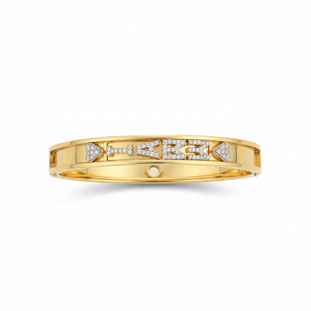 18K Gold Plated Personalized Bangle For Her – Custom Engraved Bracelet – Luxury Elegant Gift.