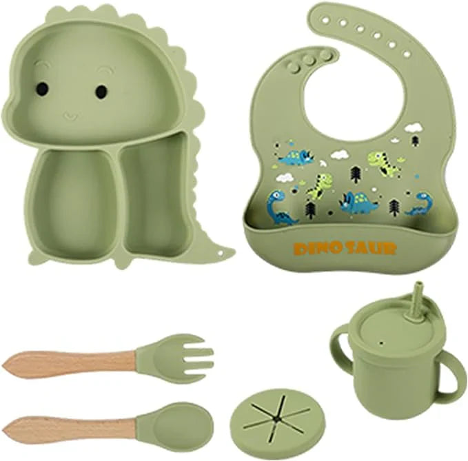 Kidilo Non-Slip Silicone Baby Feeding Set Bowl Plate and Cup