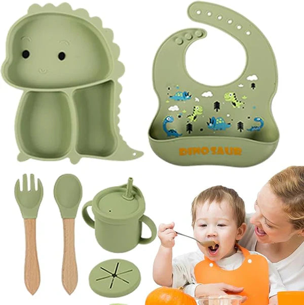 Kidilo Non-Slip Silicone Baby Feeding Set Bowl Plate and Cup