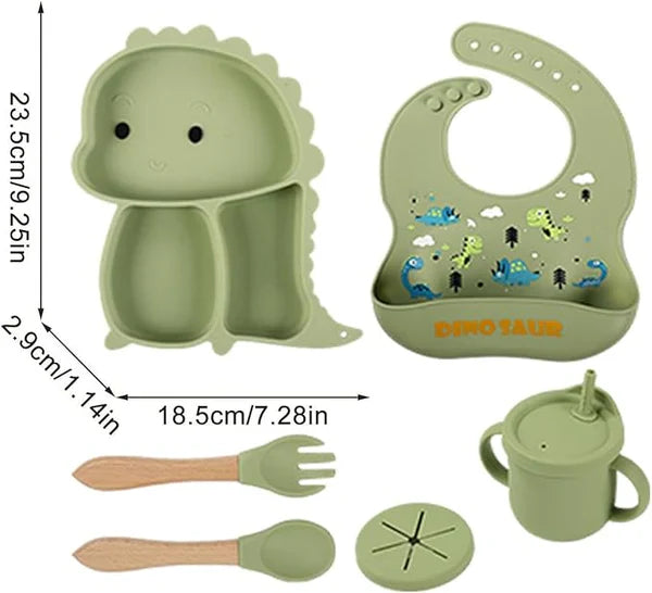 Kidilo Non-Slip Silicone Baby Feeding Set Bowl Plate and Cup